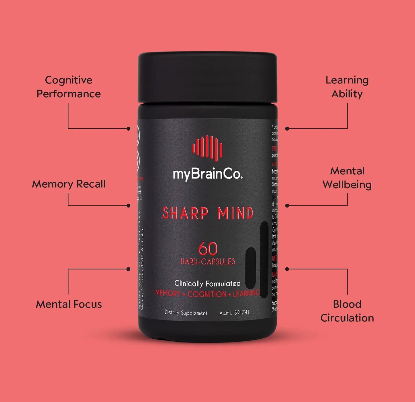 Sharp Mind Nootropic, myBrainCo, 60 Vegetable Capsules