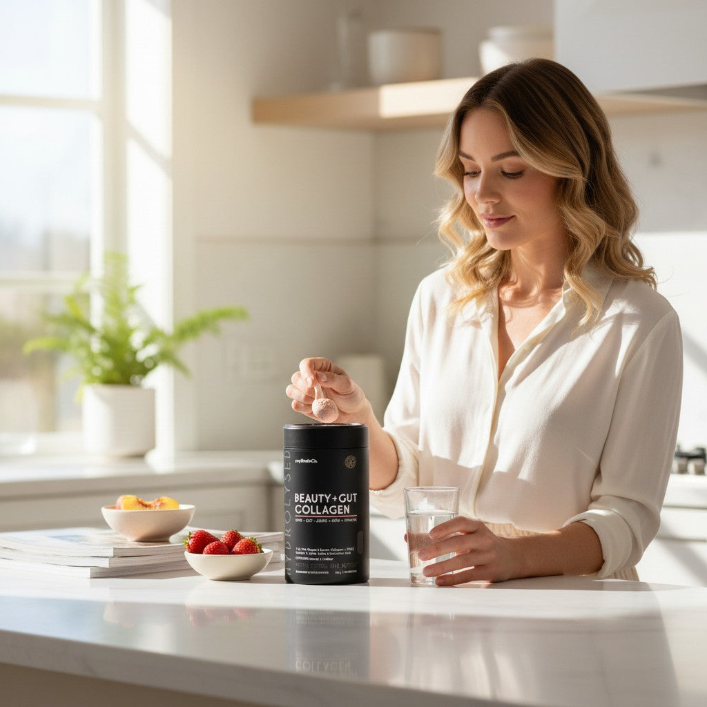 Daily support for radiant skin and gut wellbeing