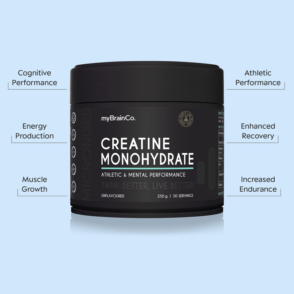 Creatine Monohydrate | Micronised & Lab-Tested | myBrainCo